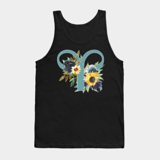 Aries Horoscope Zodiac Blue Sunflower Design Tank Top